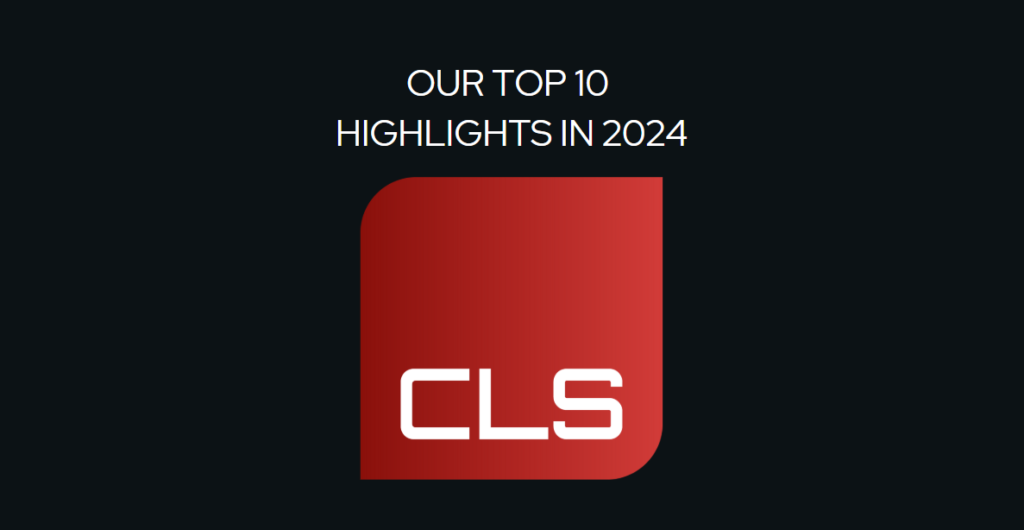 Image showing a red square with the text "CLS" inside. Above, it reads "Our Top 10 Highlights in 2024" on a black background.